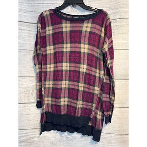 Trouvé Plaid Long-Sleeve Sweater Top Size M